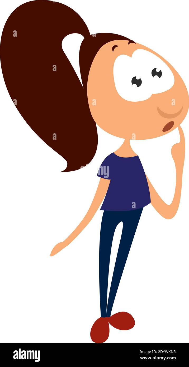 Silly girl, illustration, vector on a white background Stock Vector