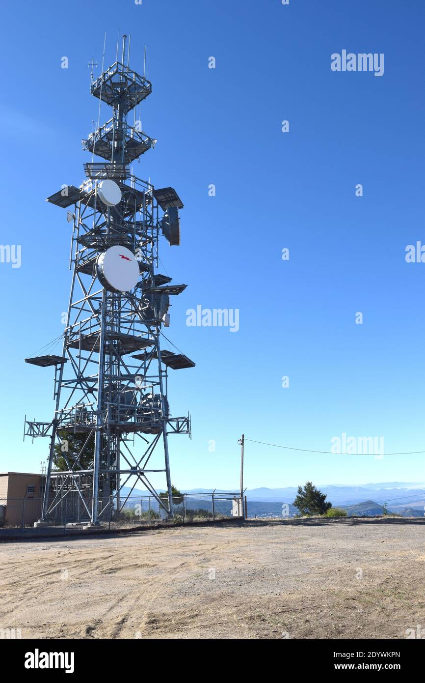Communications tower near Boucher Hill Fire Lookout at Palomar Mountain State Park Stock Photo