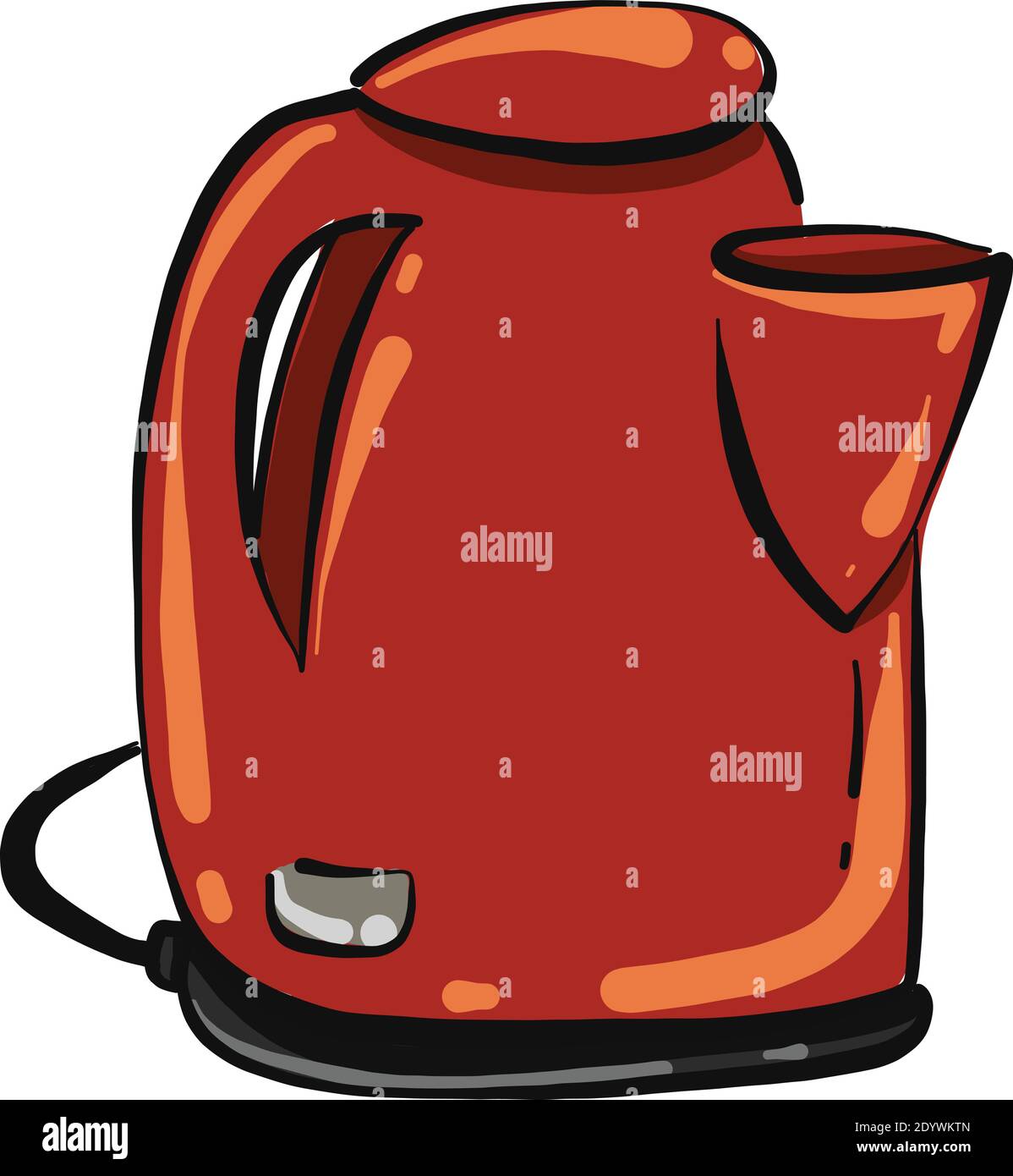 Electric red teapot, illustration, vector on a white background. Stock Vector