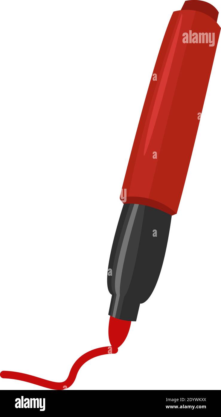 Small red pen marker, illustration, vector on a white background Stock ...
