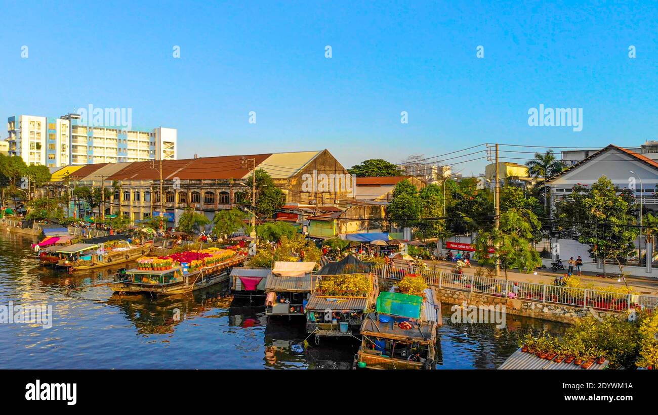 Aerial View Of Ben Binh Dong (binh Dong Harbour) In Lunar New Year 