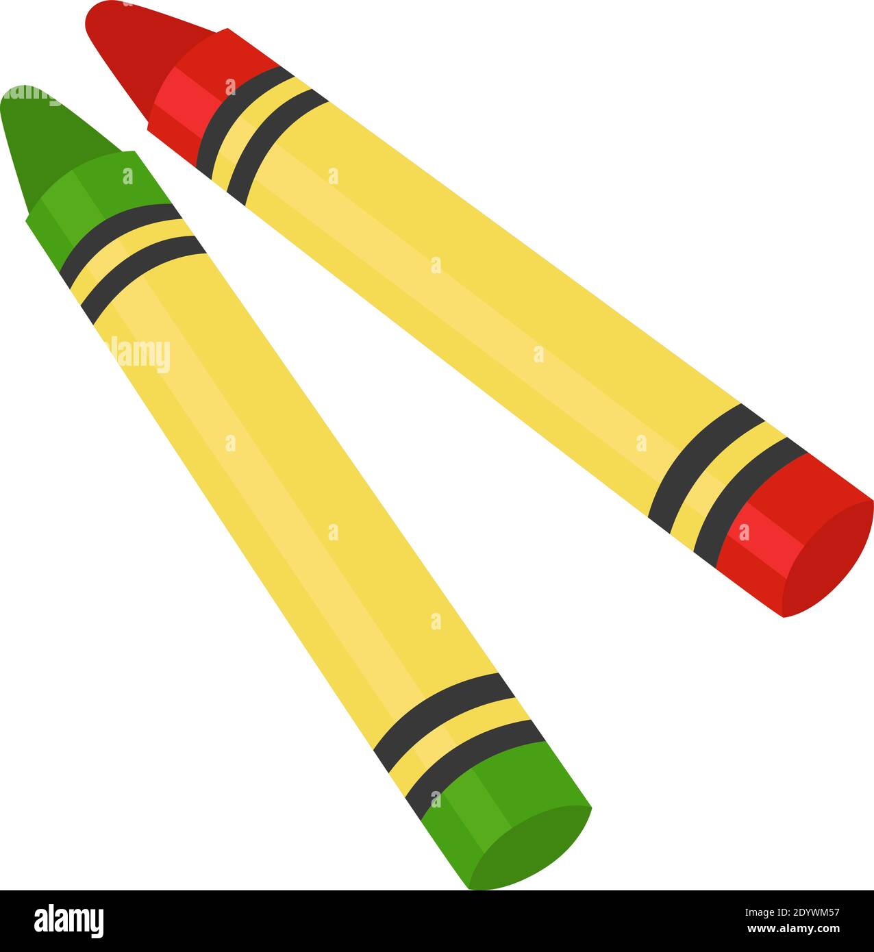 Two small wax pencils, illustration, vector on a white background. Stock Vector