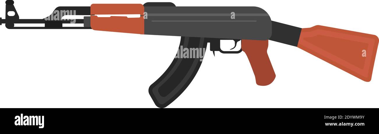 Big AK47 , illustration, vector on a white background. Stock Vector