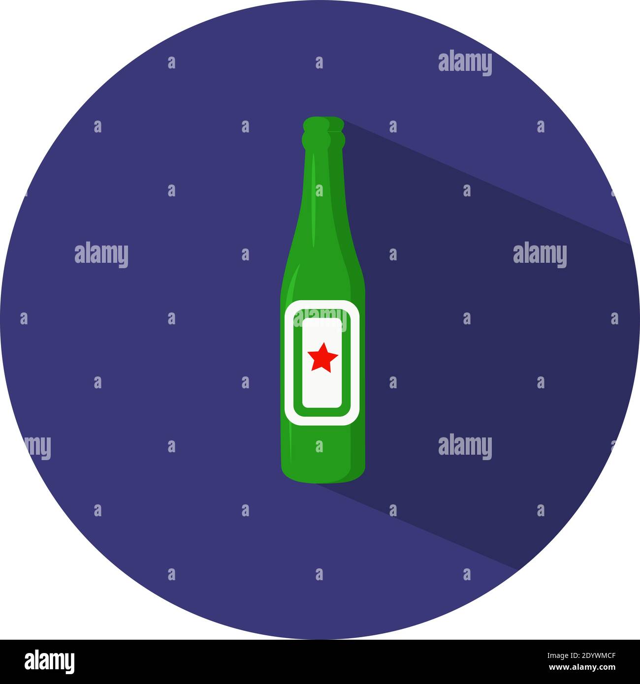 Green beer bottle, illustration, vector on a white background Stock ...