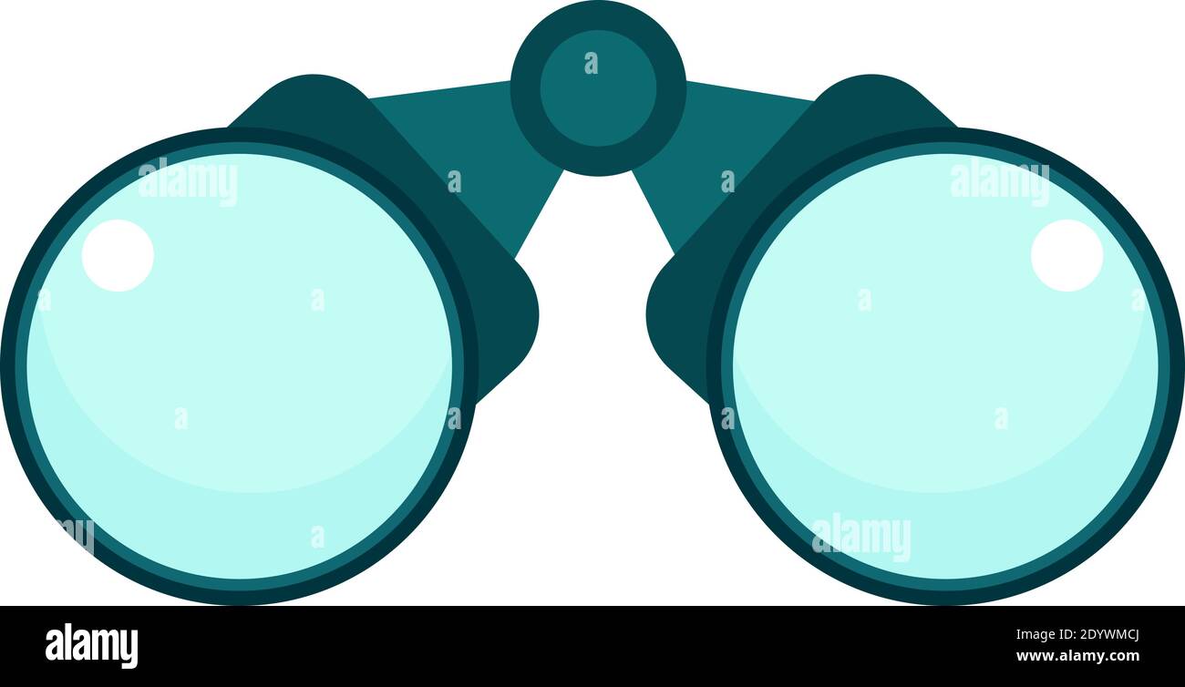 Blue binoculars, illustration, vector on a white background. Stock Vector