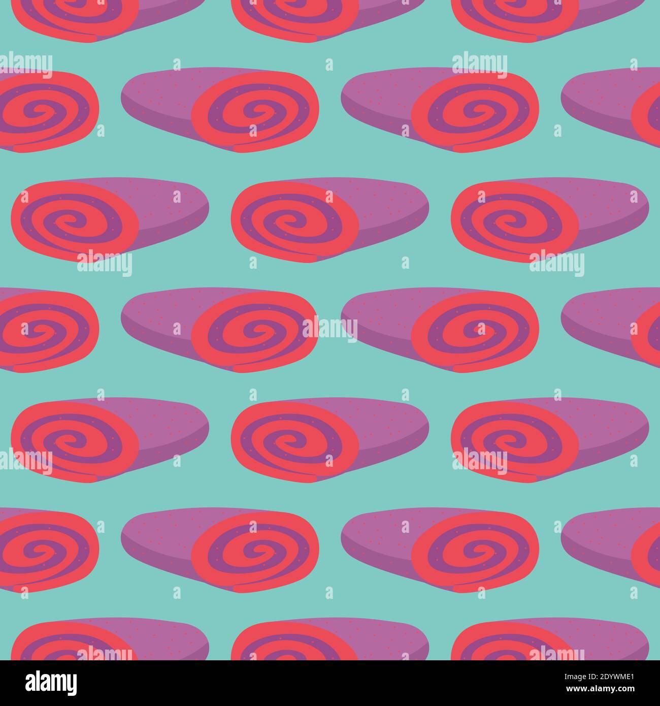 Pink roll,seamless pattern on mint green background. Stock Vector