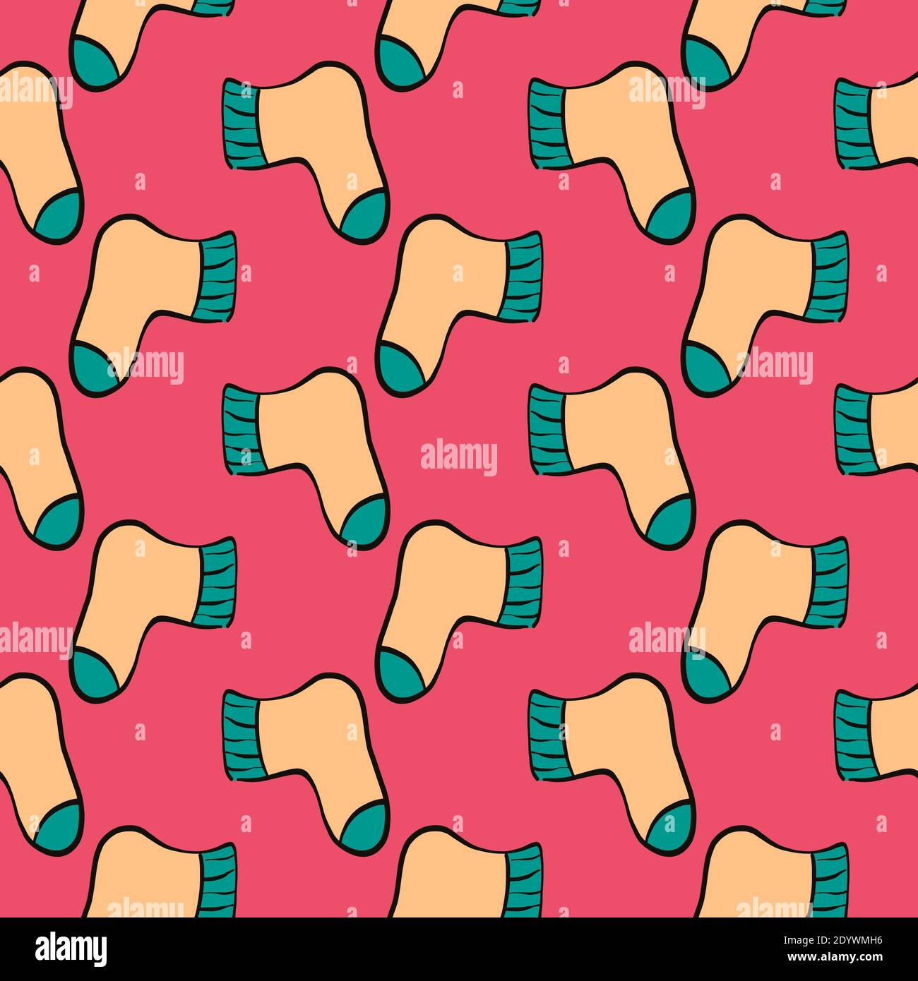 Orange socks,seamless pattern on red background. Stock Vector