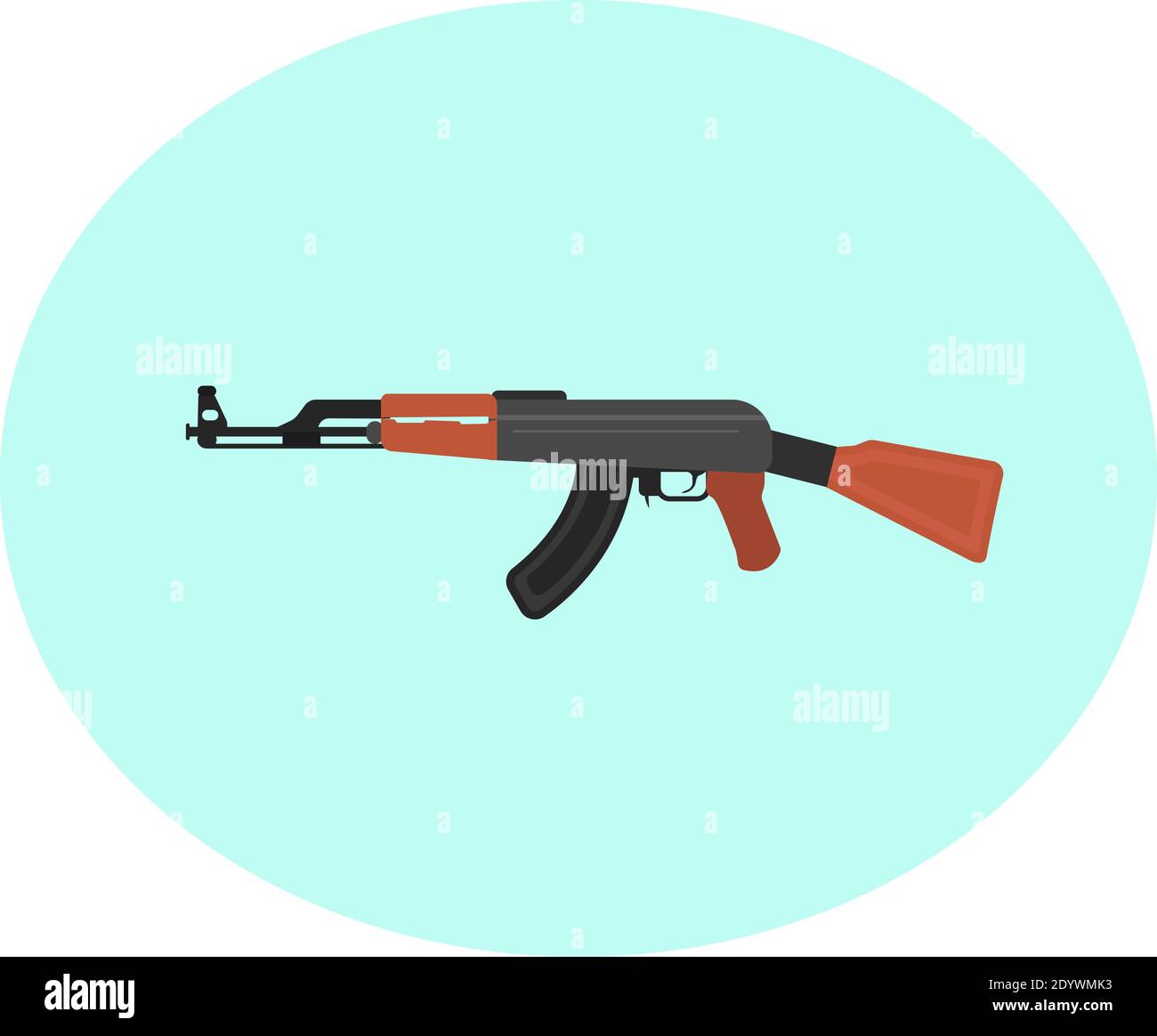 Big AK47 , illustration, vector on a white background. Stock Vector