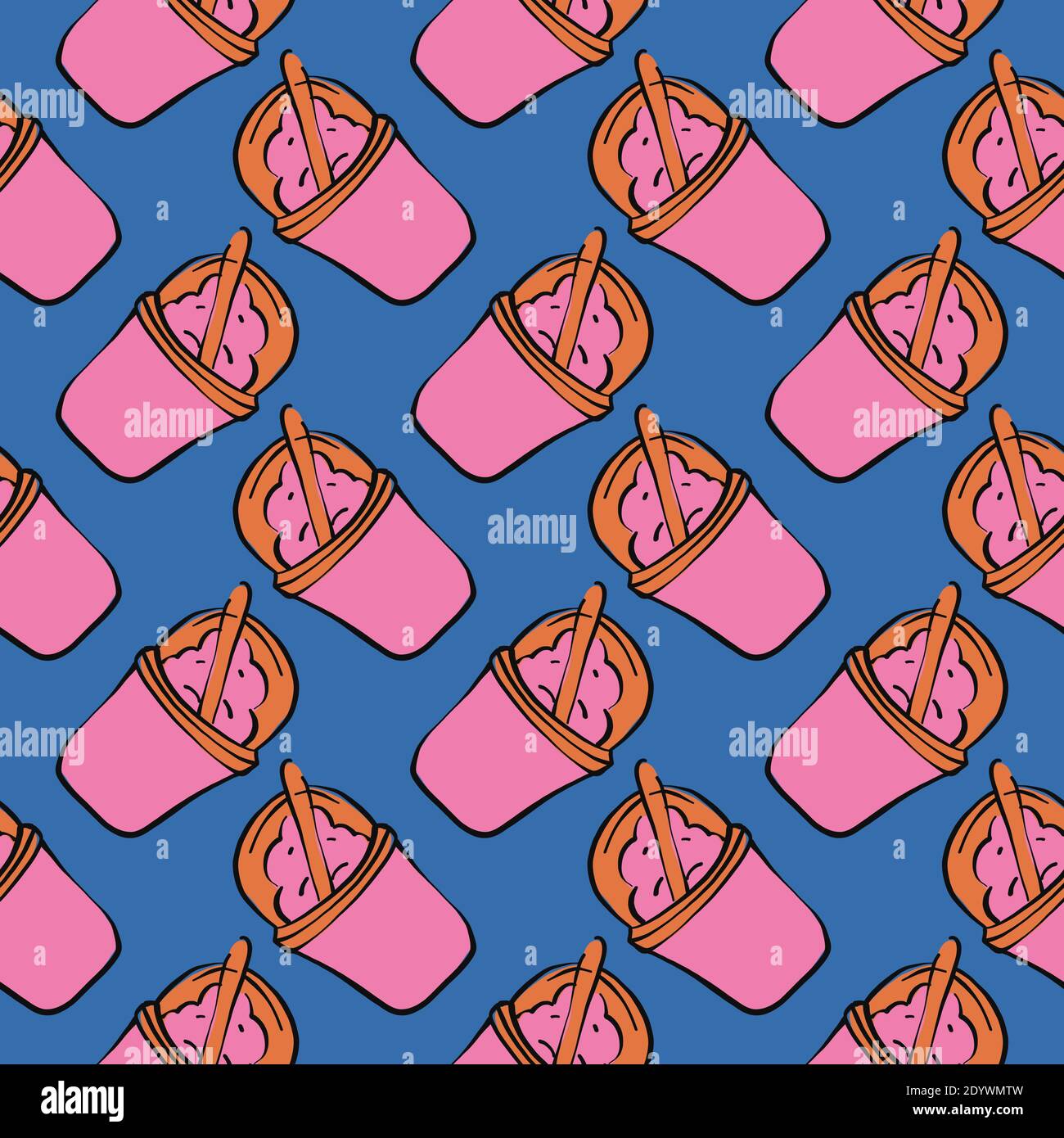 Pink smoothie,seamless pattern on purple background. Stock Vector