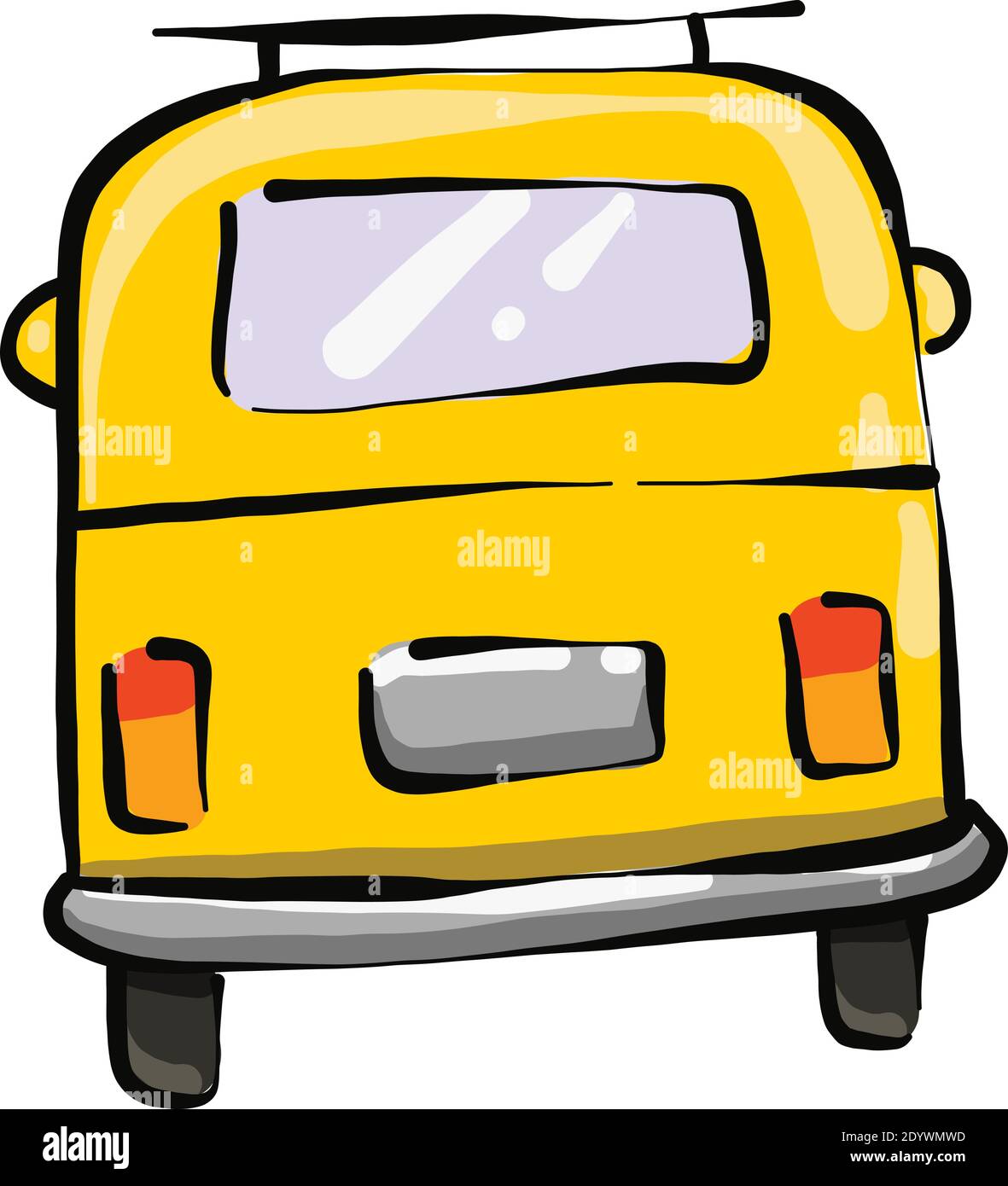 Yellow bus, illustration, vector on a white background. Stock Vector