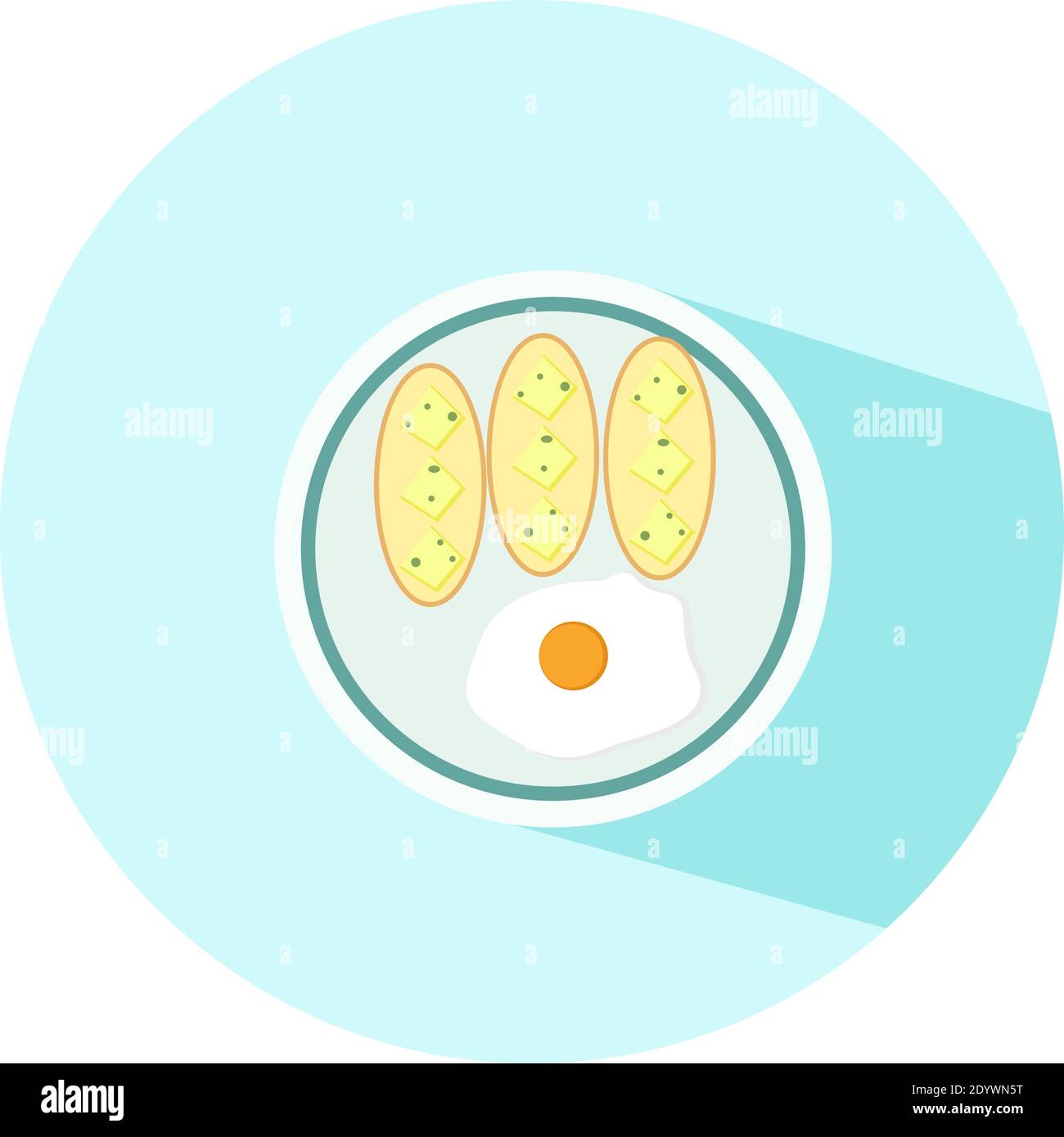 Eggs and toast, illustration, vector on a white background. Stock Vector