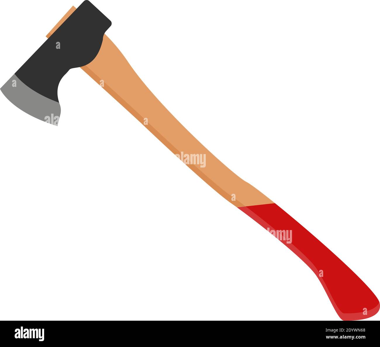 Big AXE with a red handle, illustration, vector on a white background. Stock Vector