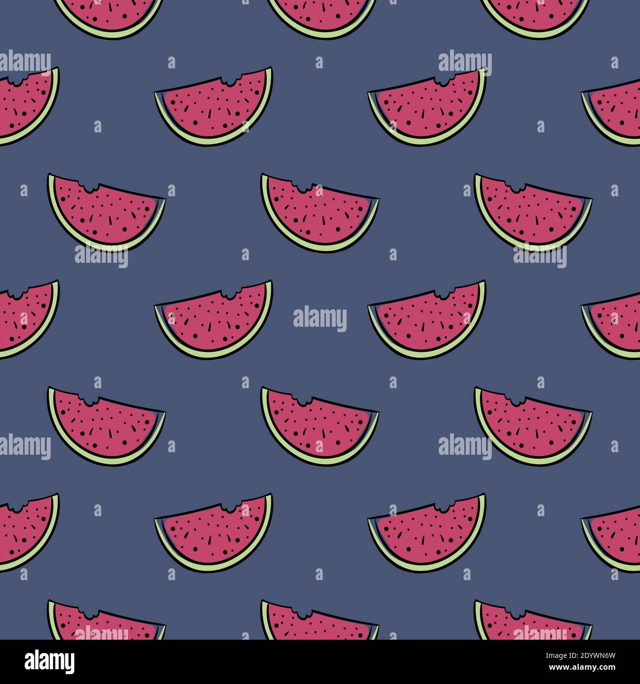 Sweet watermelon slices,seamless pattern on dark blue background Stock ...