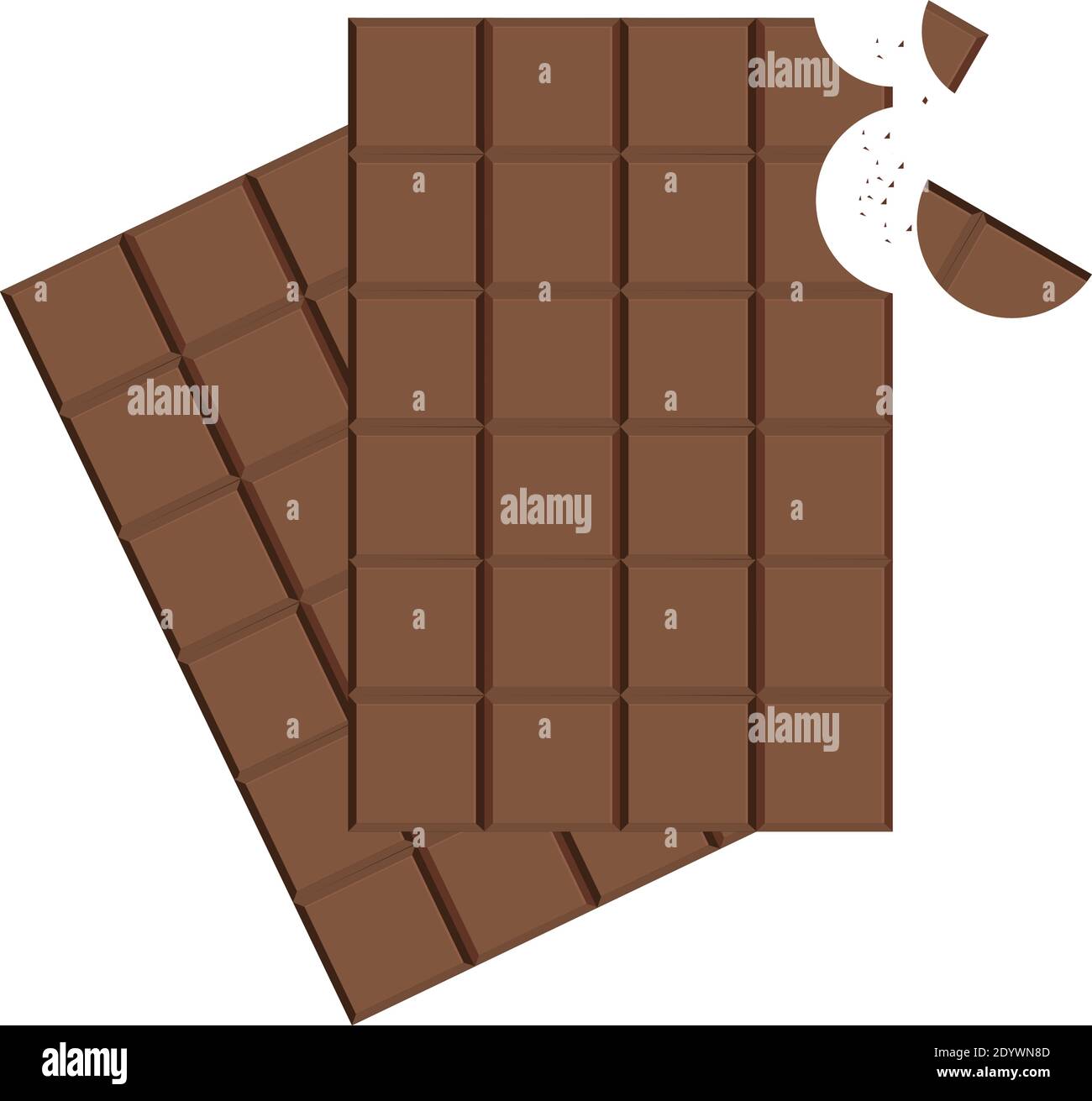Two chocolate bars, illustration, vector on a white background Stock