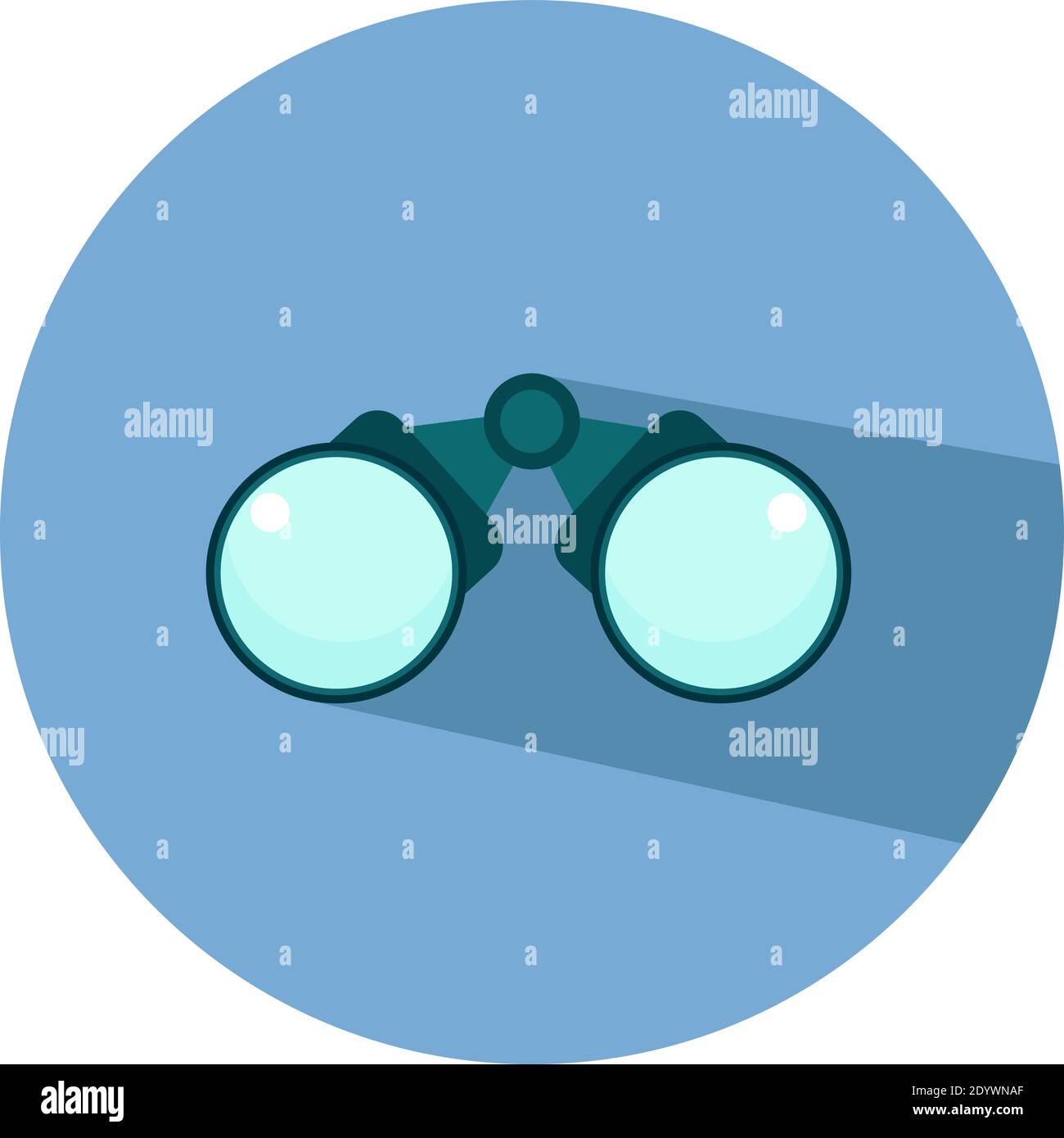 Blue binoculars, illustration, vector on a white background. Stock Vector
