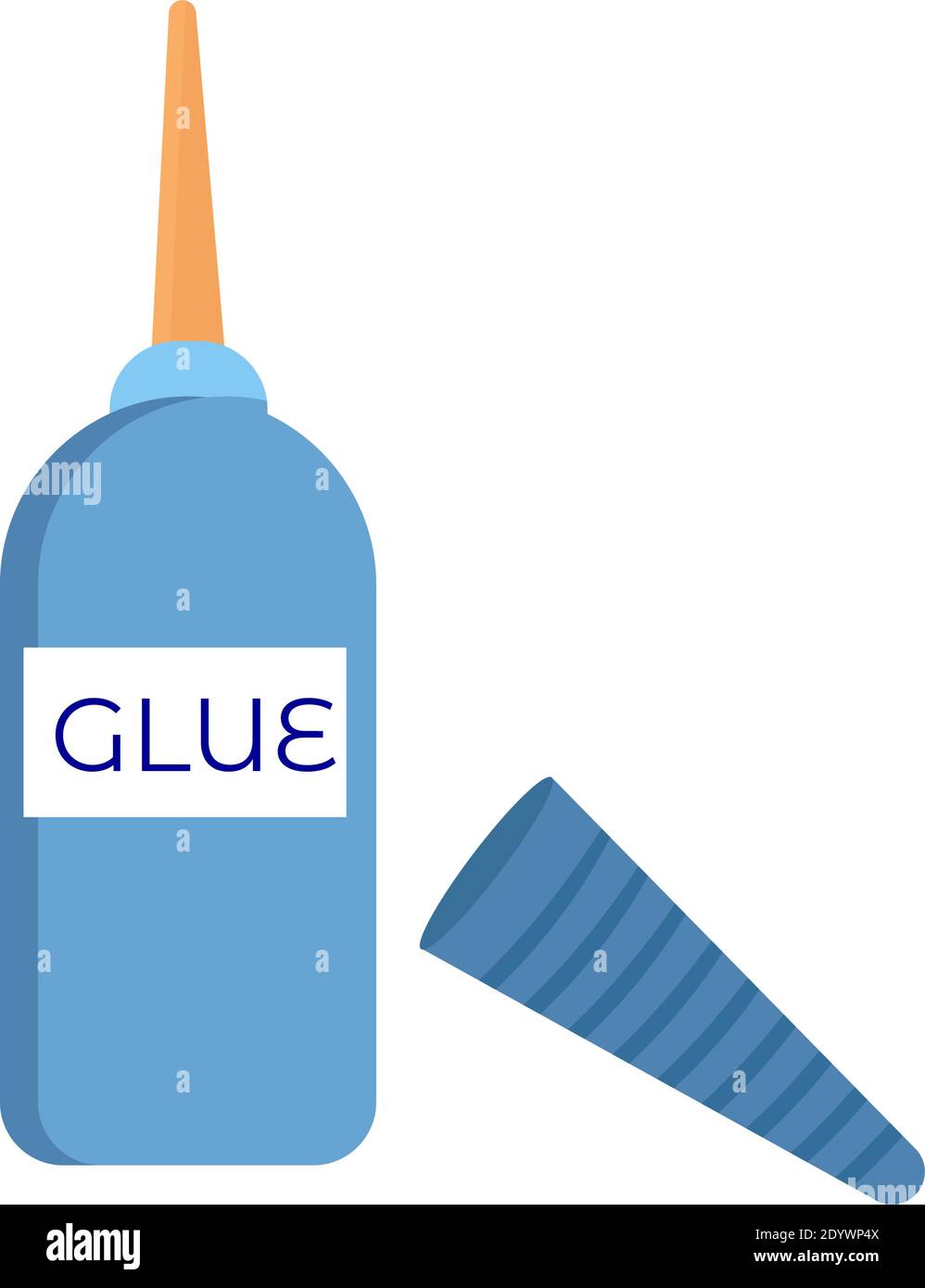 Glue in bottle, illustration, vector on a white background. Stock Vector