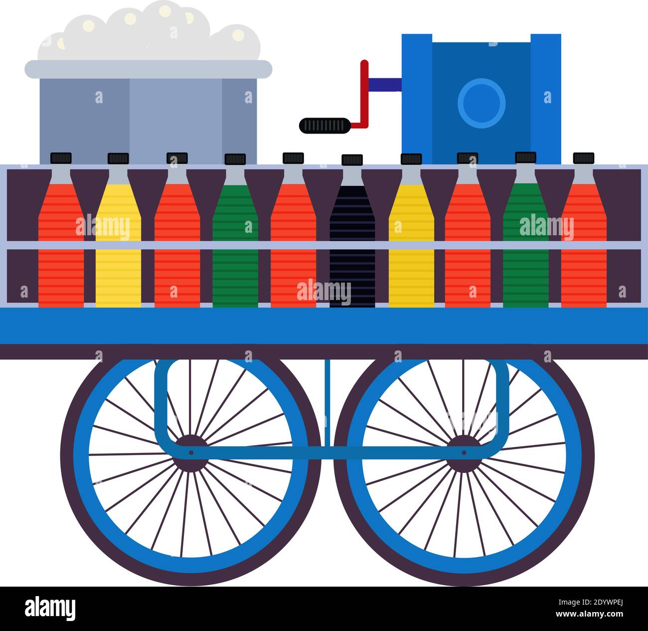 Ice drinks cart, illustration, vector on a white background. Stock Vector
