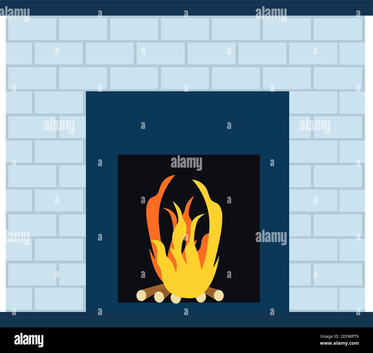 Fire place, illustration, vector on a white background. Stock Vector