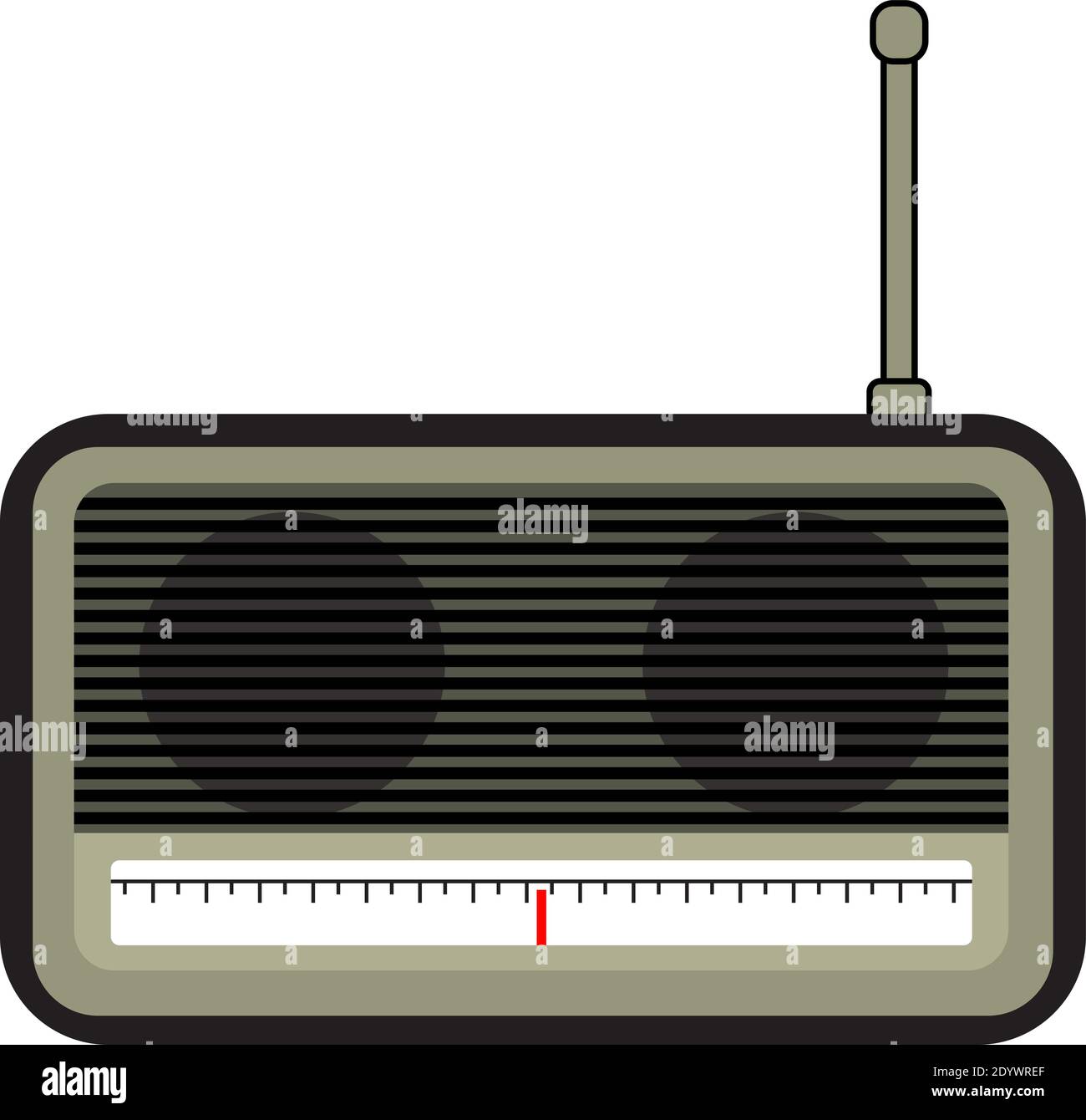 Green radio, illustration, vector on a white background. Stock Vector