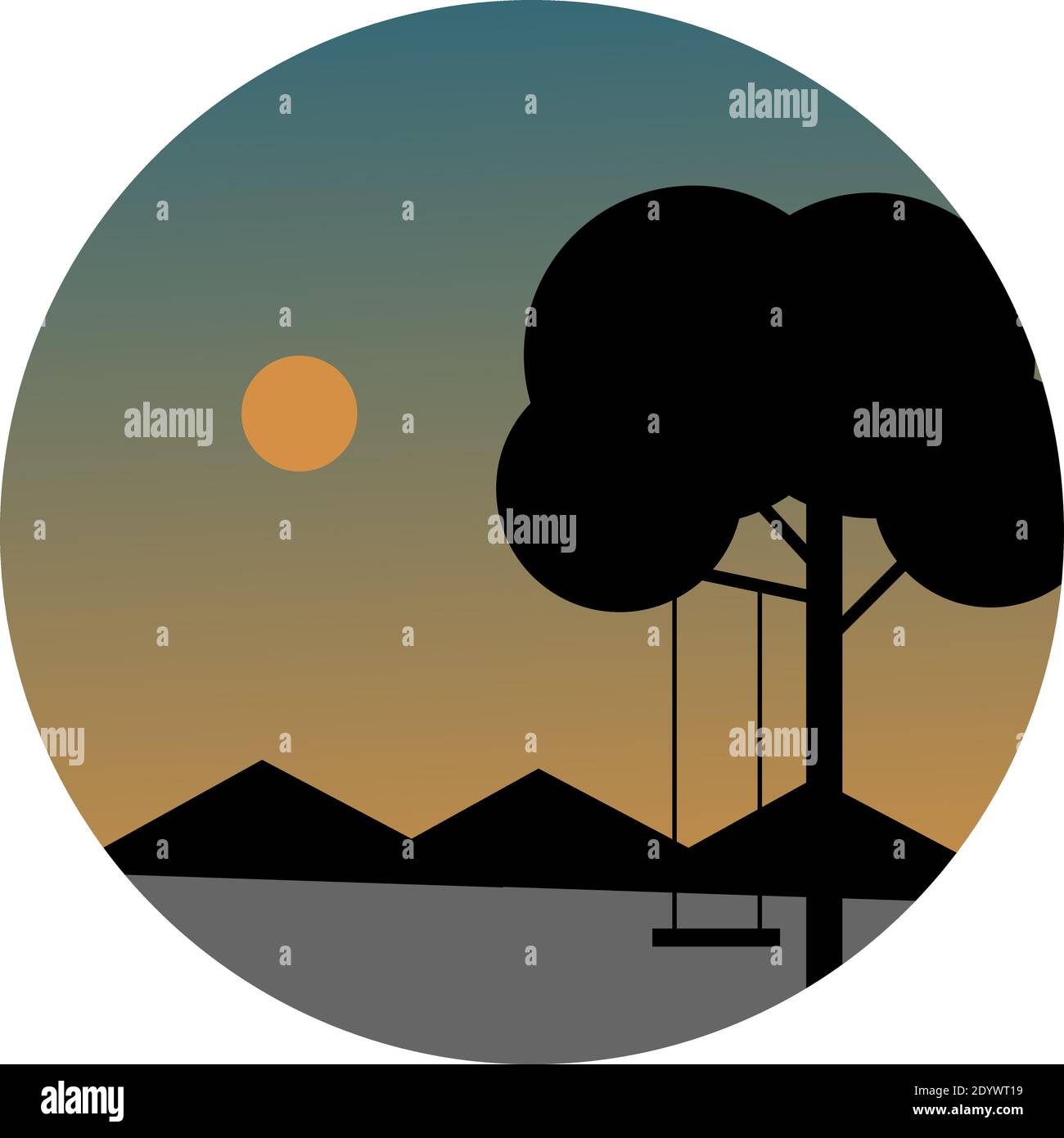 Swing on a tree, illustration, vector on a white background Stock ...