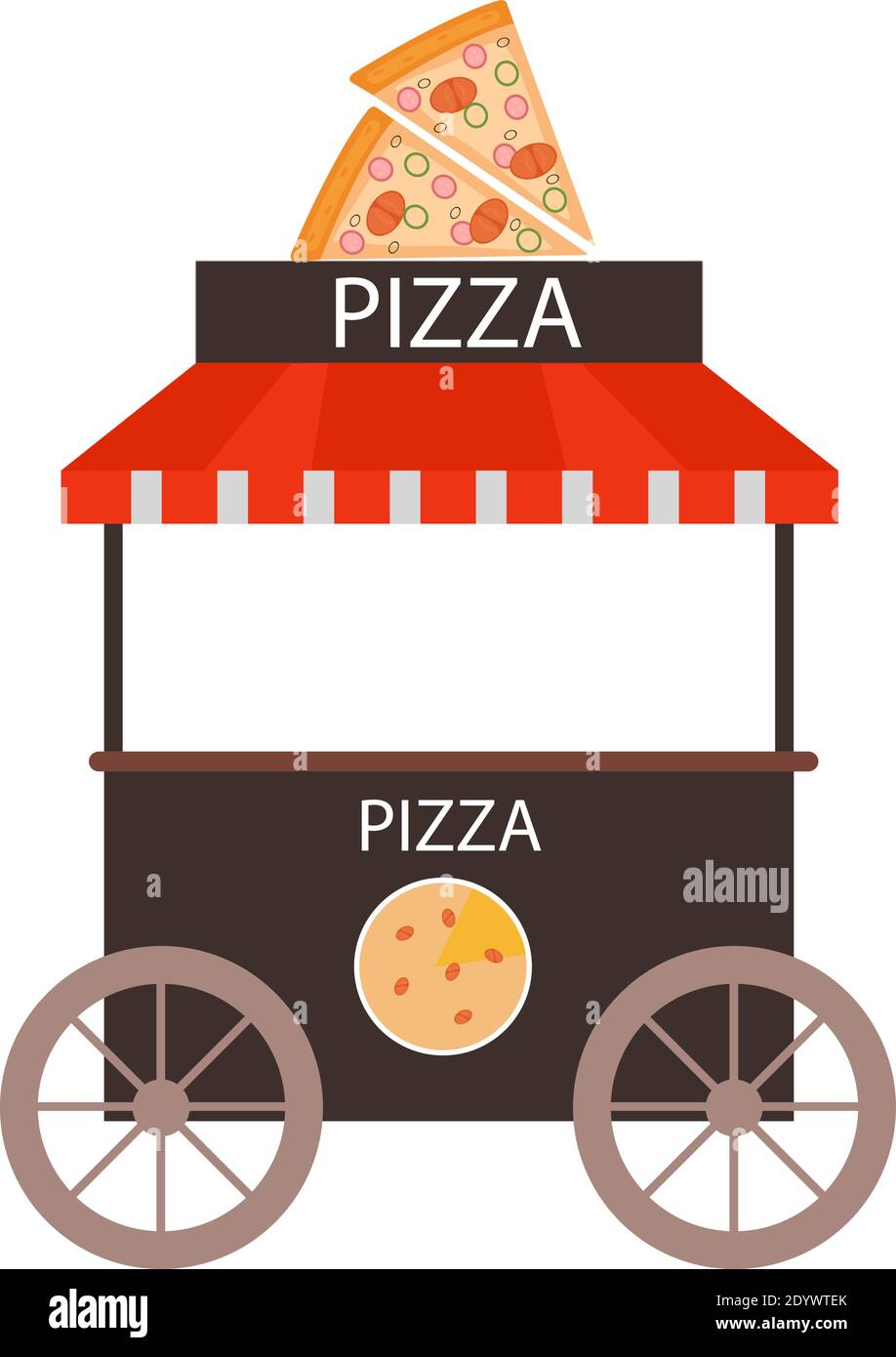 Pizza stand, illustration, vector on a white background. Stock Vector