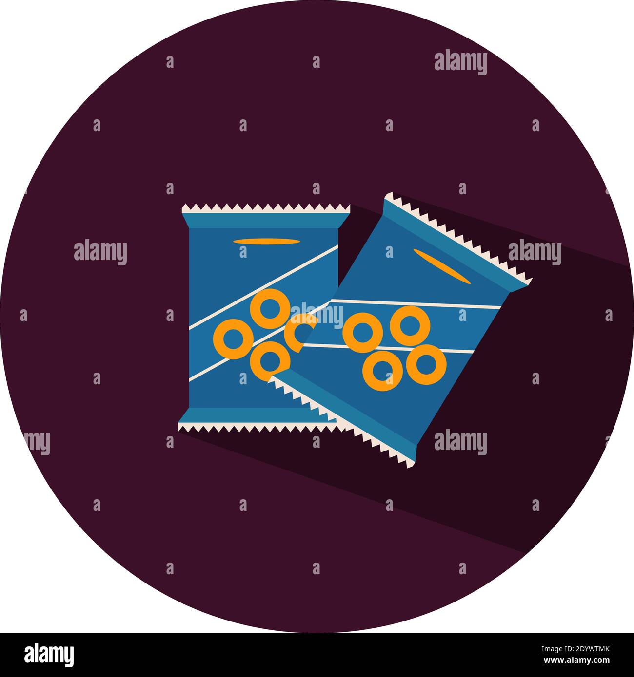 Chips in bag, illustration, vector on a white background. Stock Vector