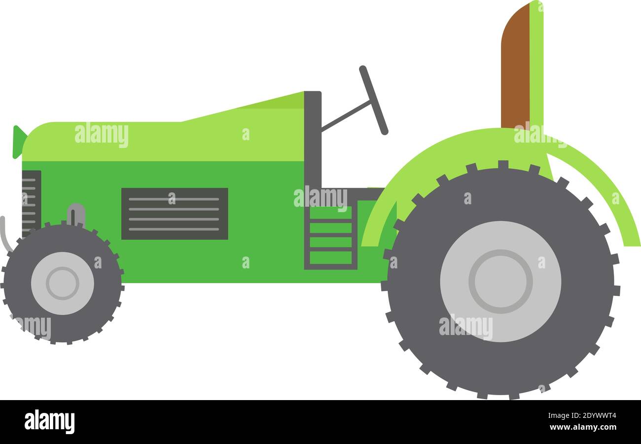 Green tractor, illustration, vector on a white background Stock Vector ...