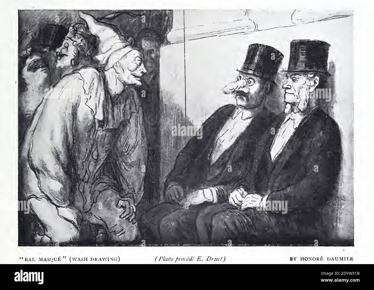Honore Daumier - Bal Masque (Wash Drawing) - Masked Ball - 1913 Stock Photo