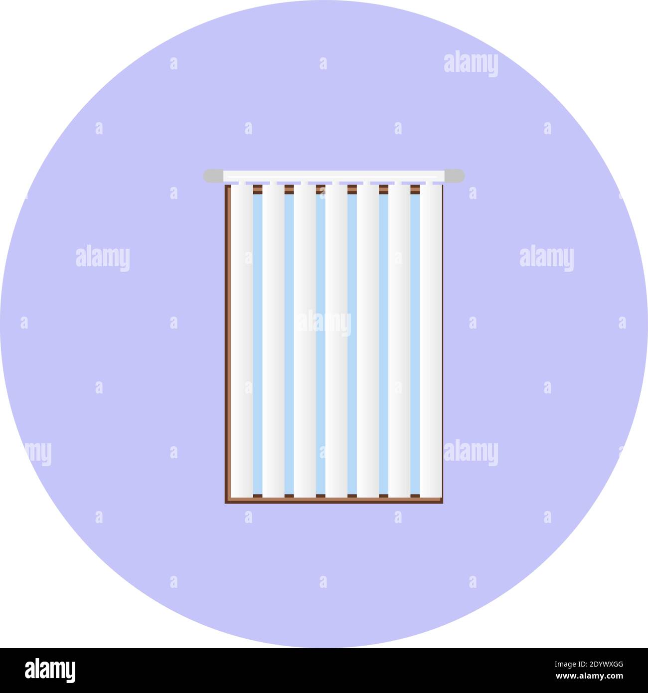 Window with curtains, illustration, vector on a white background. Stock Vector
