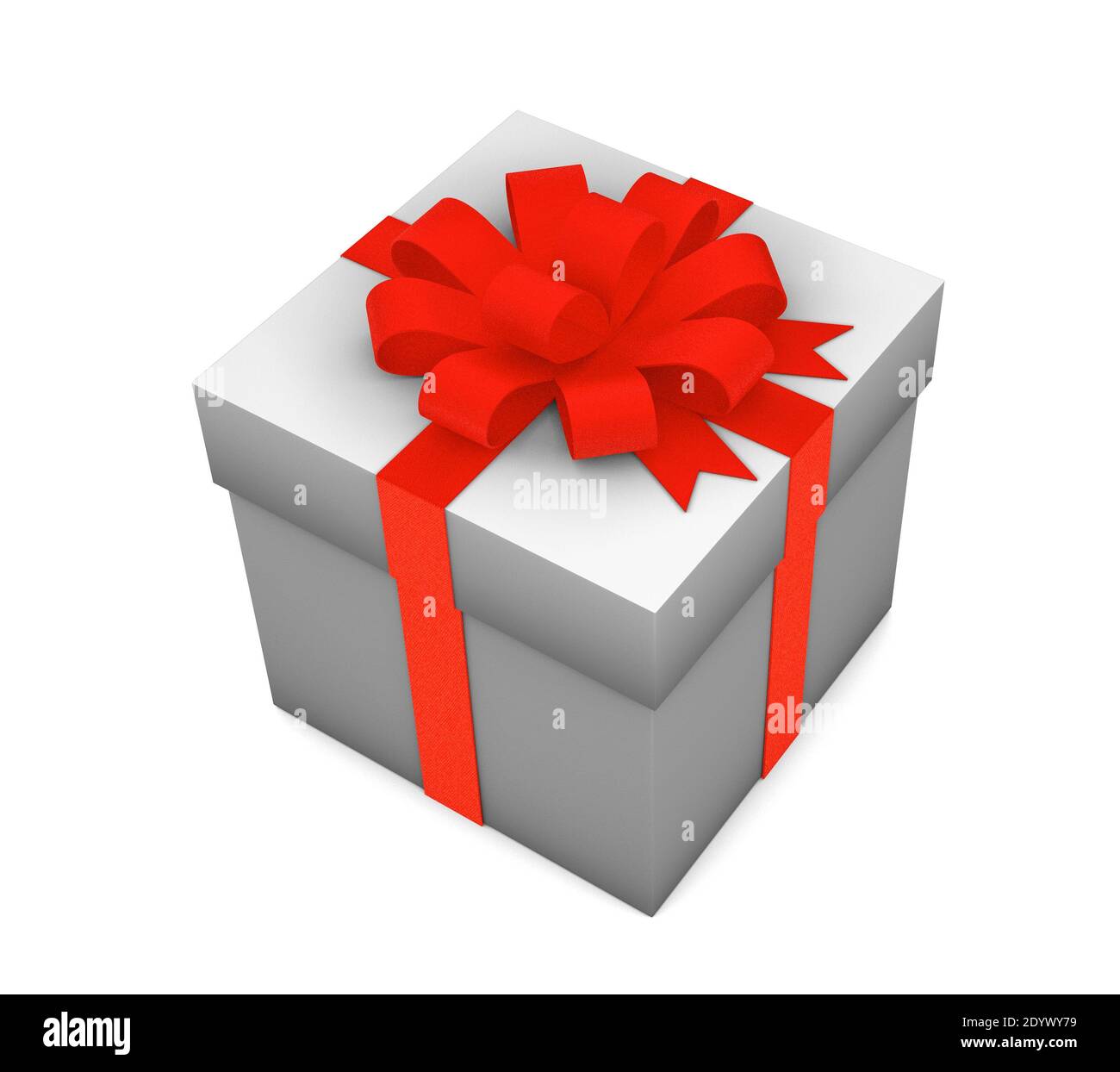 Gift box with red ribbon isolated on white background. 3d render Stock ...