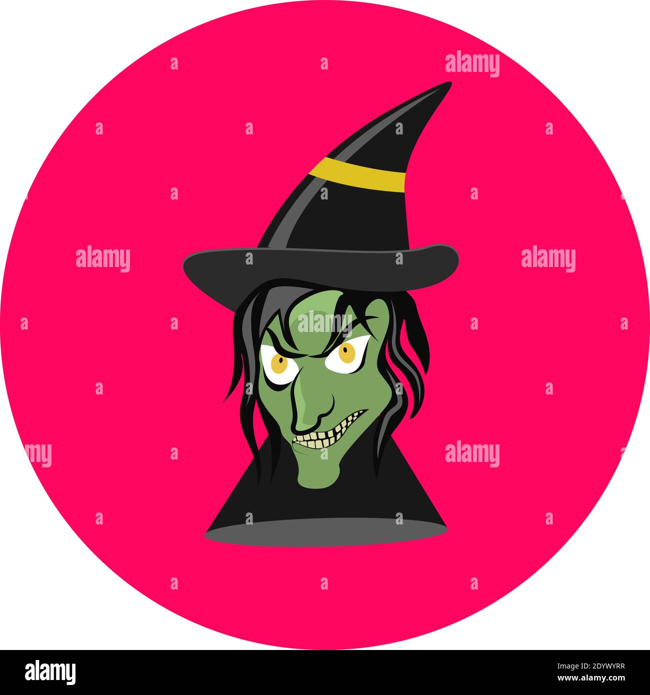 Ugly witch, illustration, vector on a white background. Stock Vector