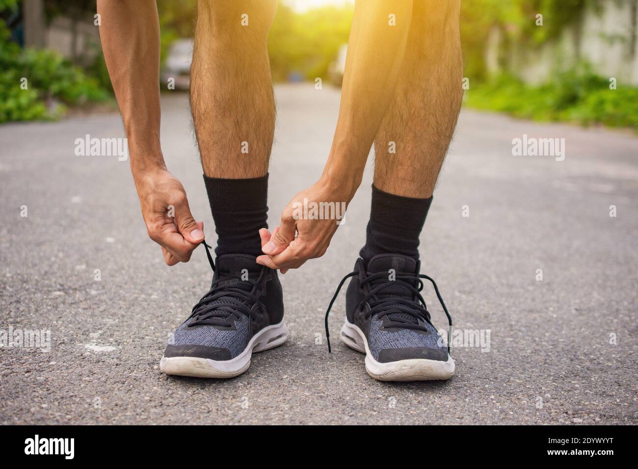 Running shoes tied up hires stock photography and images Alamy