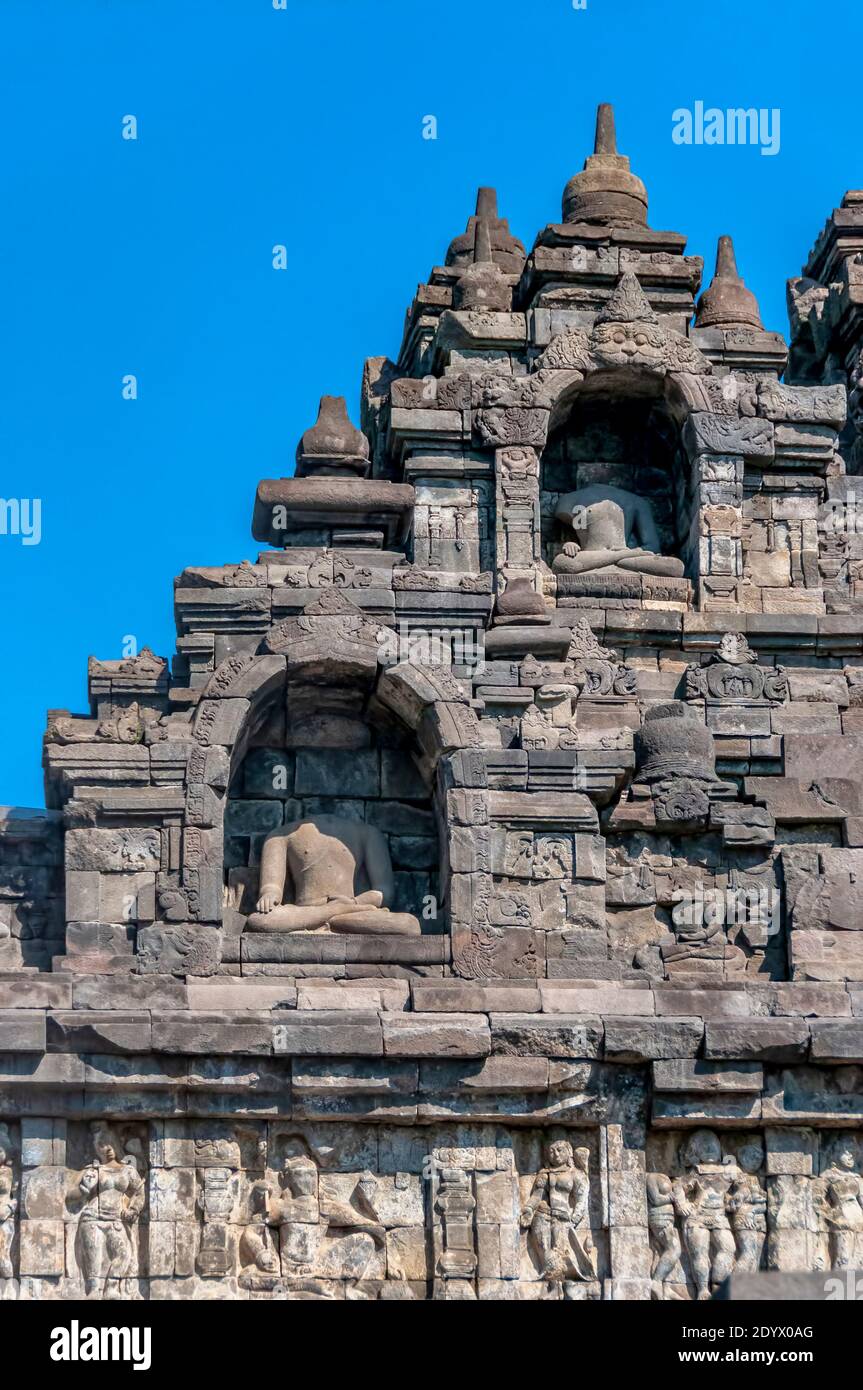 Borobudur, Mahayana Buddhist temple in Central Java, Indonesia. Stock Photo