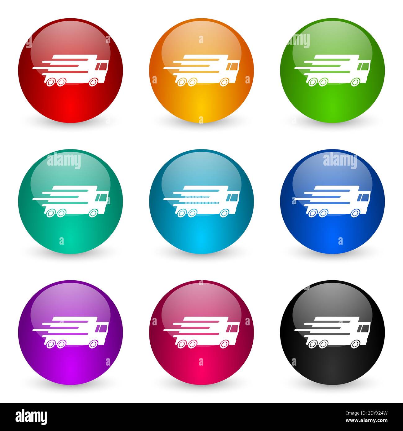 Speed transport, fast delivery, truck vector icons, set of colorful ...