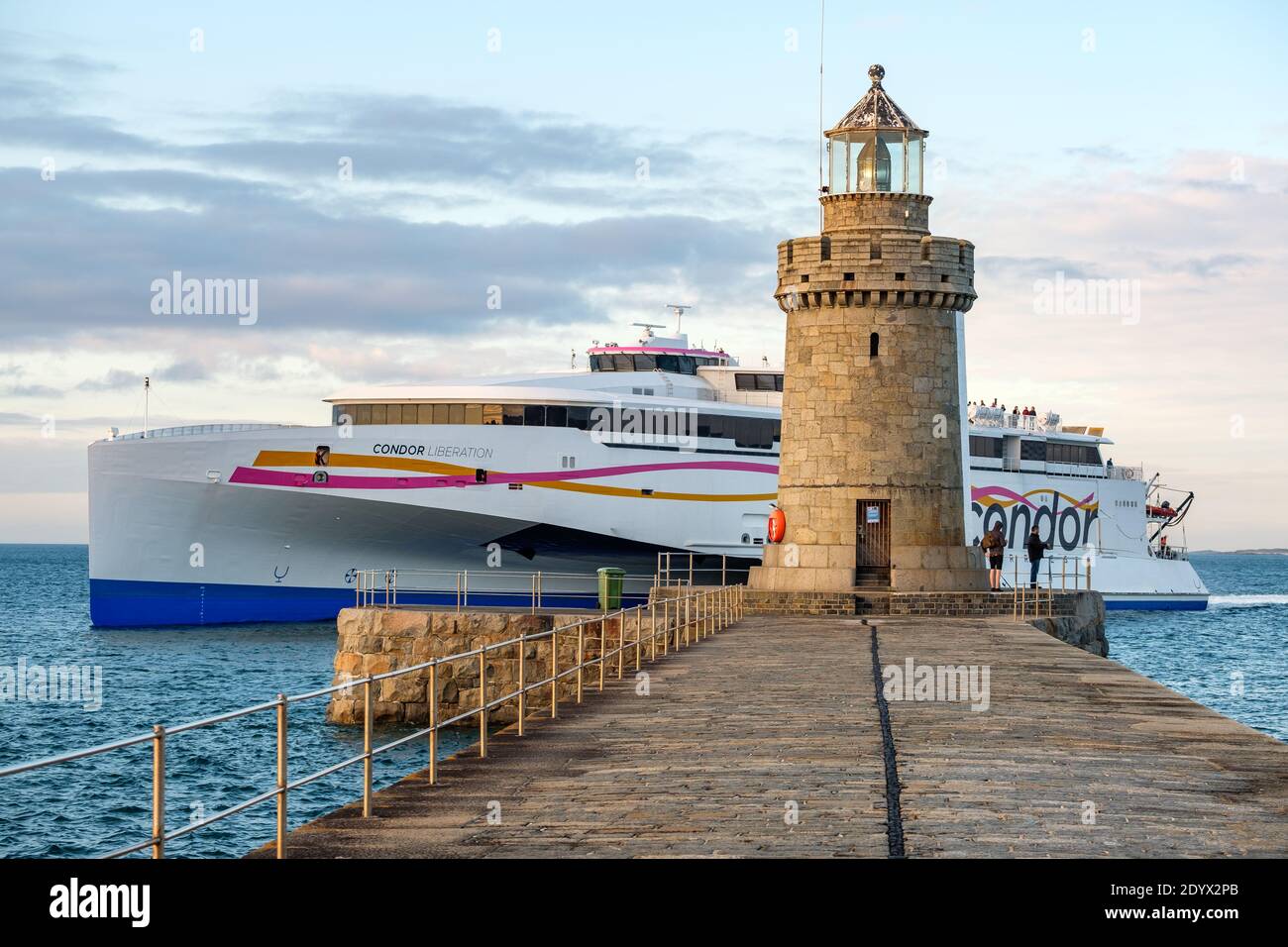 Condor Liberation passenger ferry arriving St Peter Port Guernsey Stock