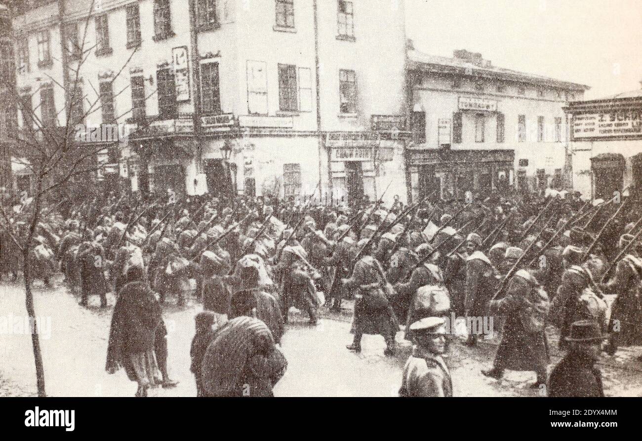 The entry of Russian troops into Lviv in 1914. Stock Photo