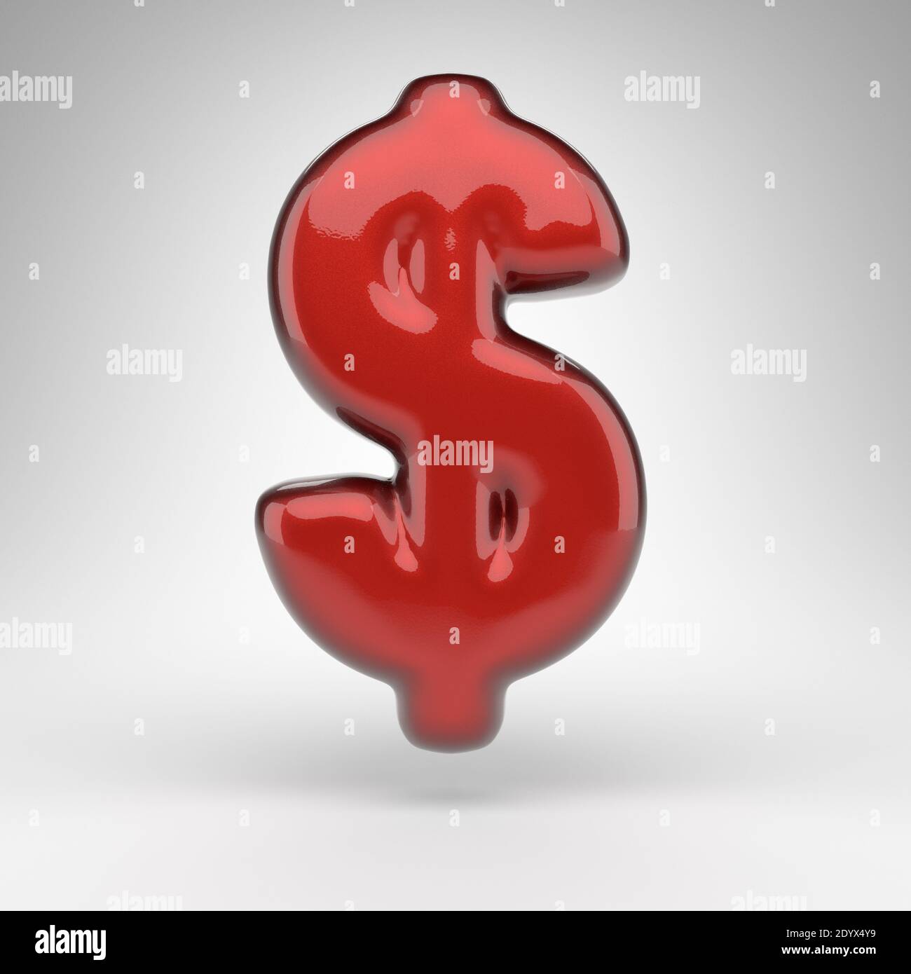 Dollar symbol on white background. Red car paint 3D rendered sign with ...