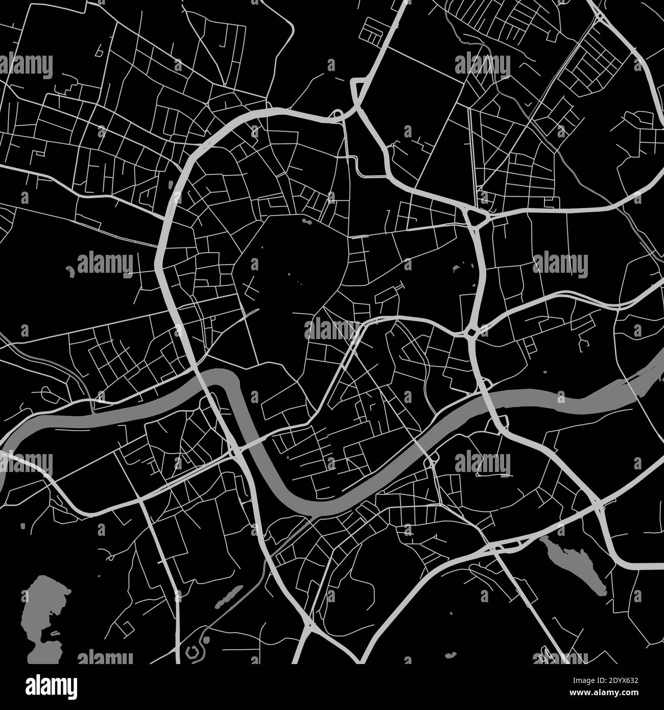 Urban city map of Krakow. Vector illustration, map art poster. Stock Vector