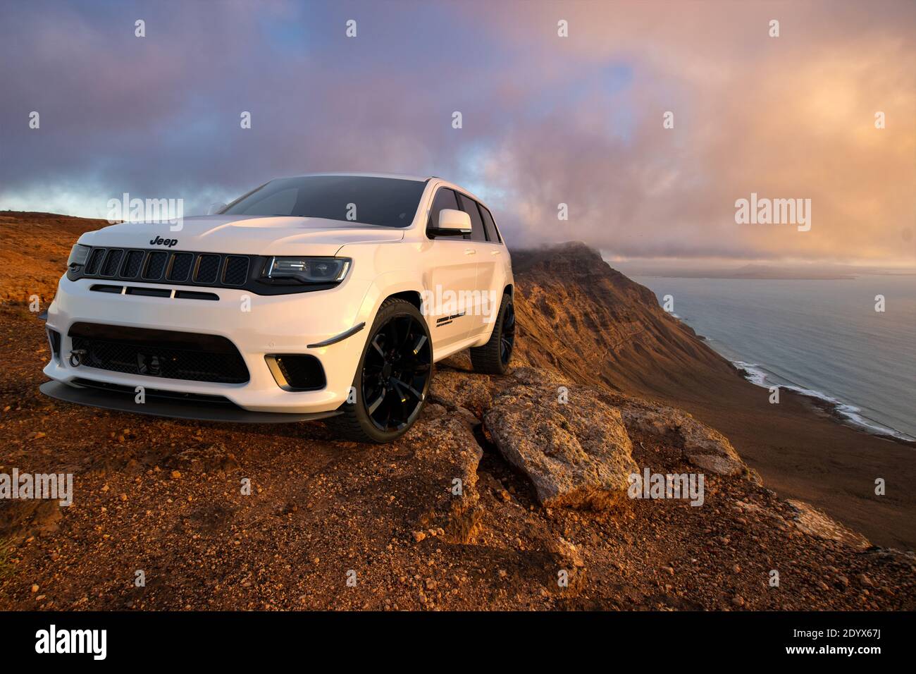 Jeep Grand Cherokee Trackhawk standing over a cliff Stock Photo Alamy