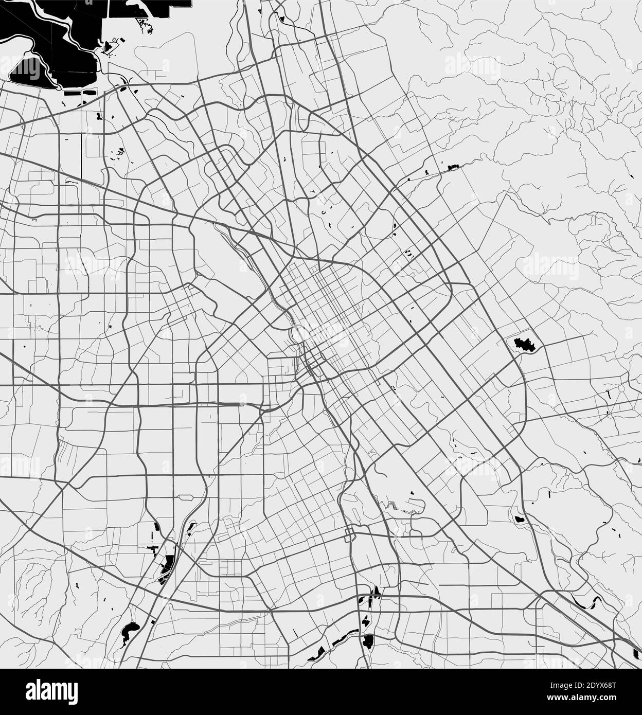 Urban city map of San Jose. Vector illustration, San Jose map art poster. Stock Vector