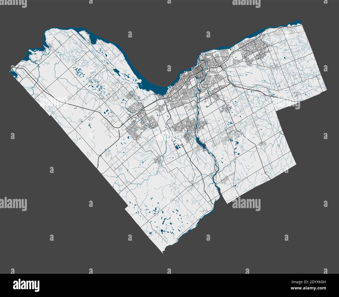 Ottawa map. Detailed map of Ottawa city administrative area. Cityscape panorama. Royalty free vector illustration. Linear outline map with highways, s Stock Vector