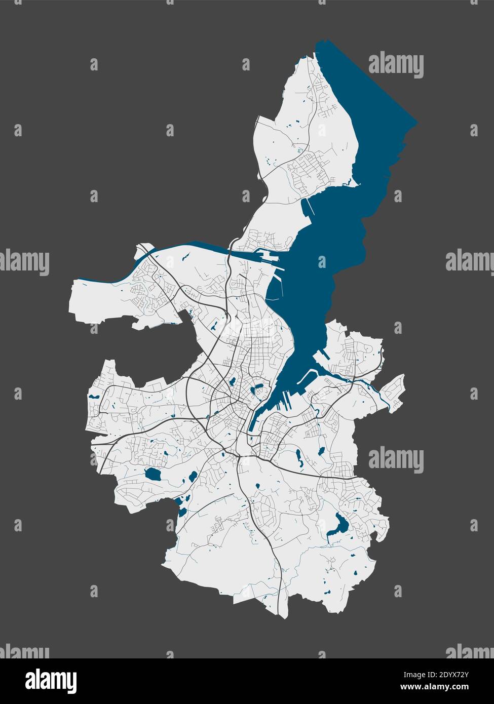 Kiel map. Detailed map of Kiel city administrative area. Cityscape