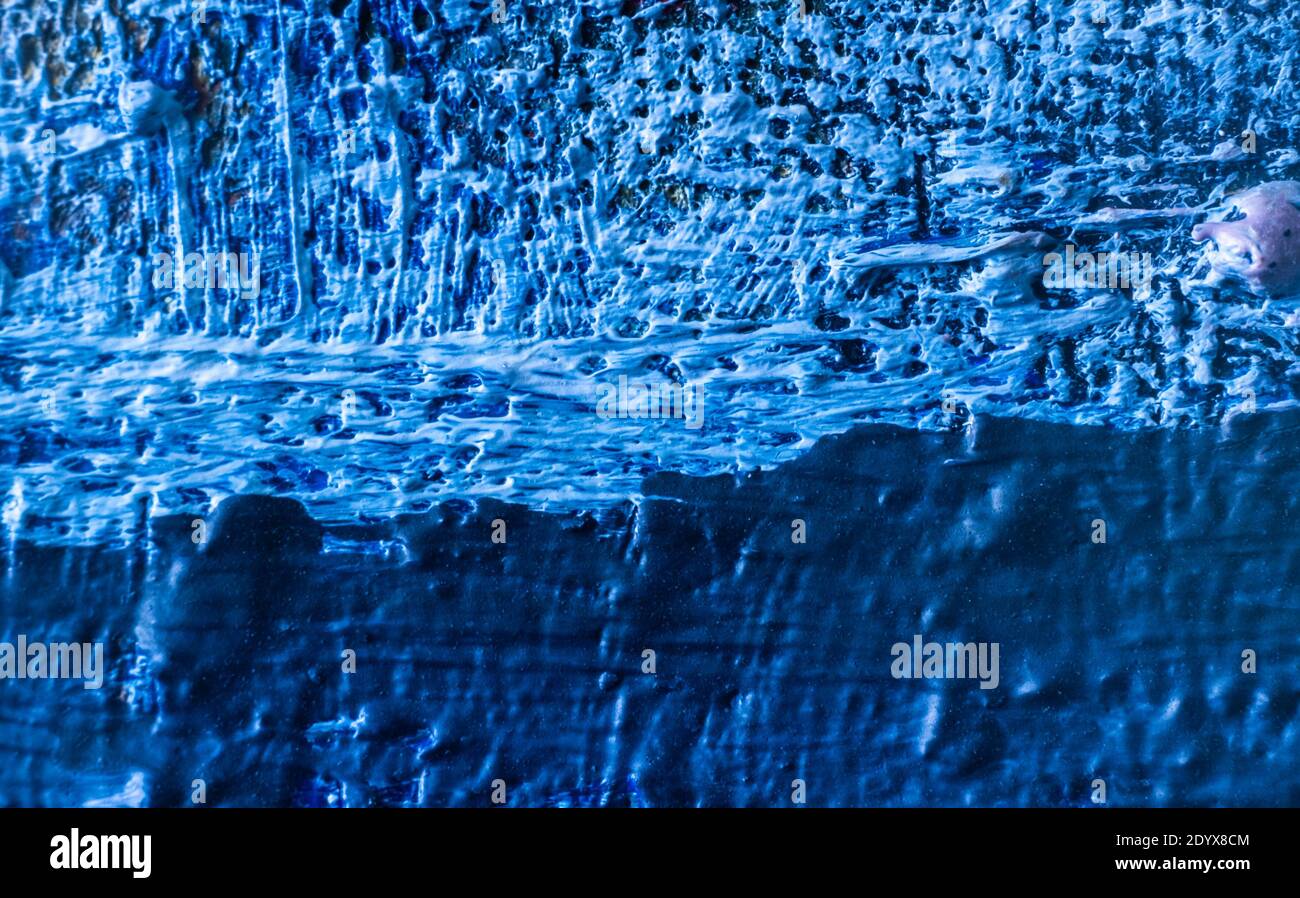 Abstract blue oil paint texture on canvas Stock Photo