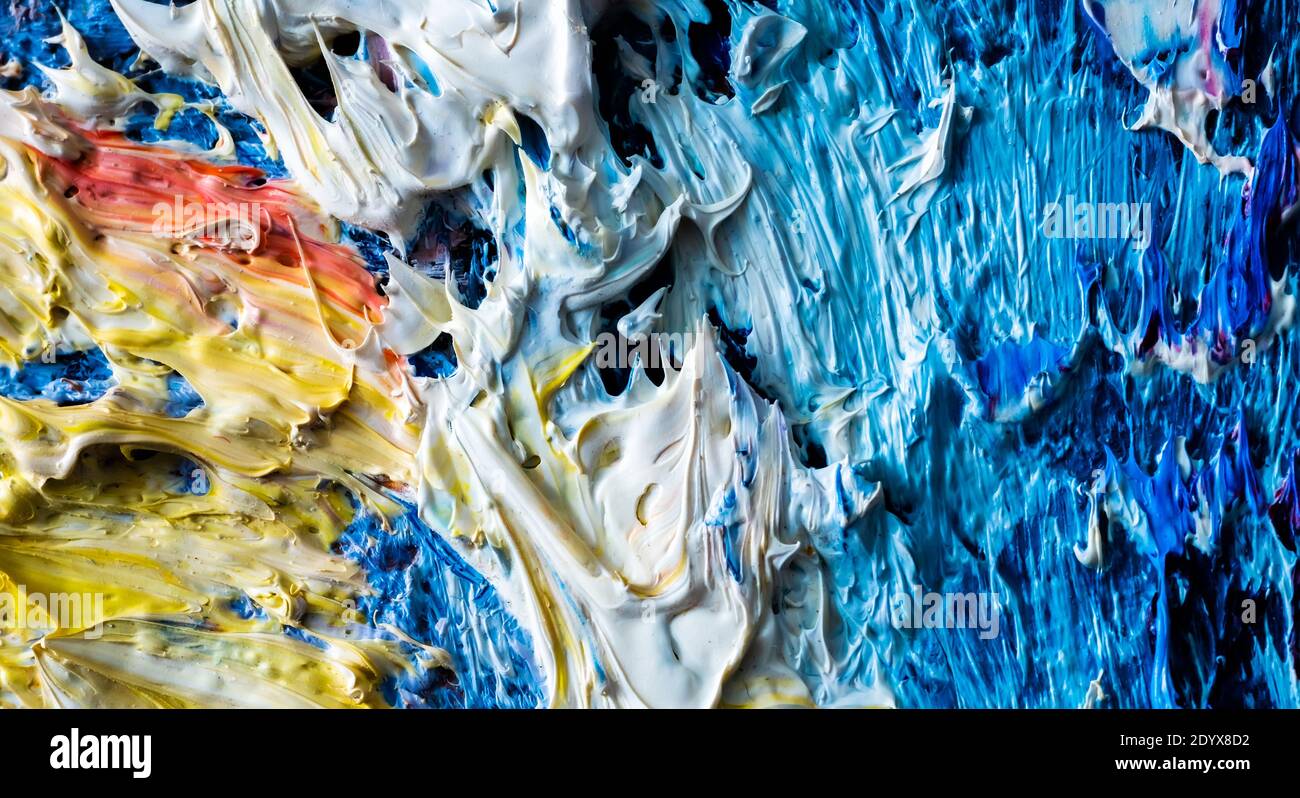 Multicolored oil paint macro close up Stock Photo