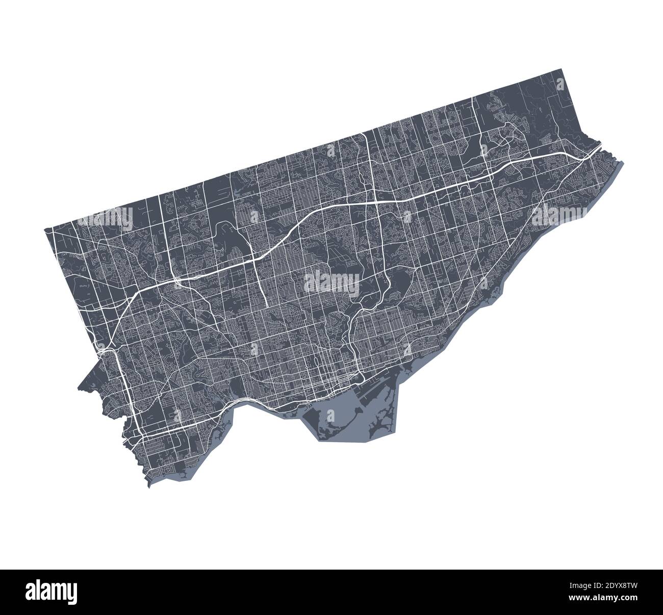 City Of Toronto Area Map Toronto Map. Detailed Vector Map Of Toronto City Administrative Area.  Cityscape Poster Metropolitan Aria View Stock Vector Image & Art - Alamy