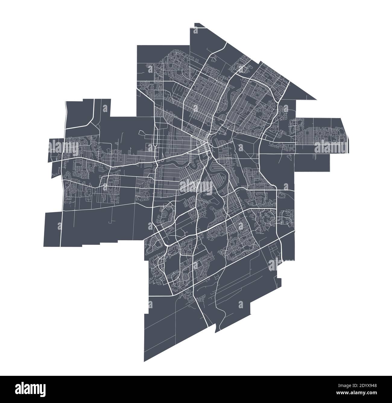 Winnipeg map. Detailed vector map of Winnipeg city administrative area. Cityscape poster metropolitan aria view. Stock Vector