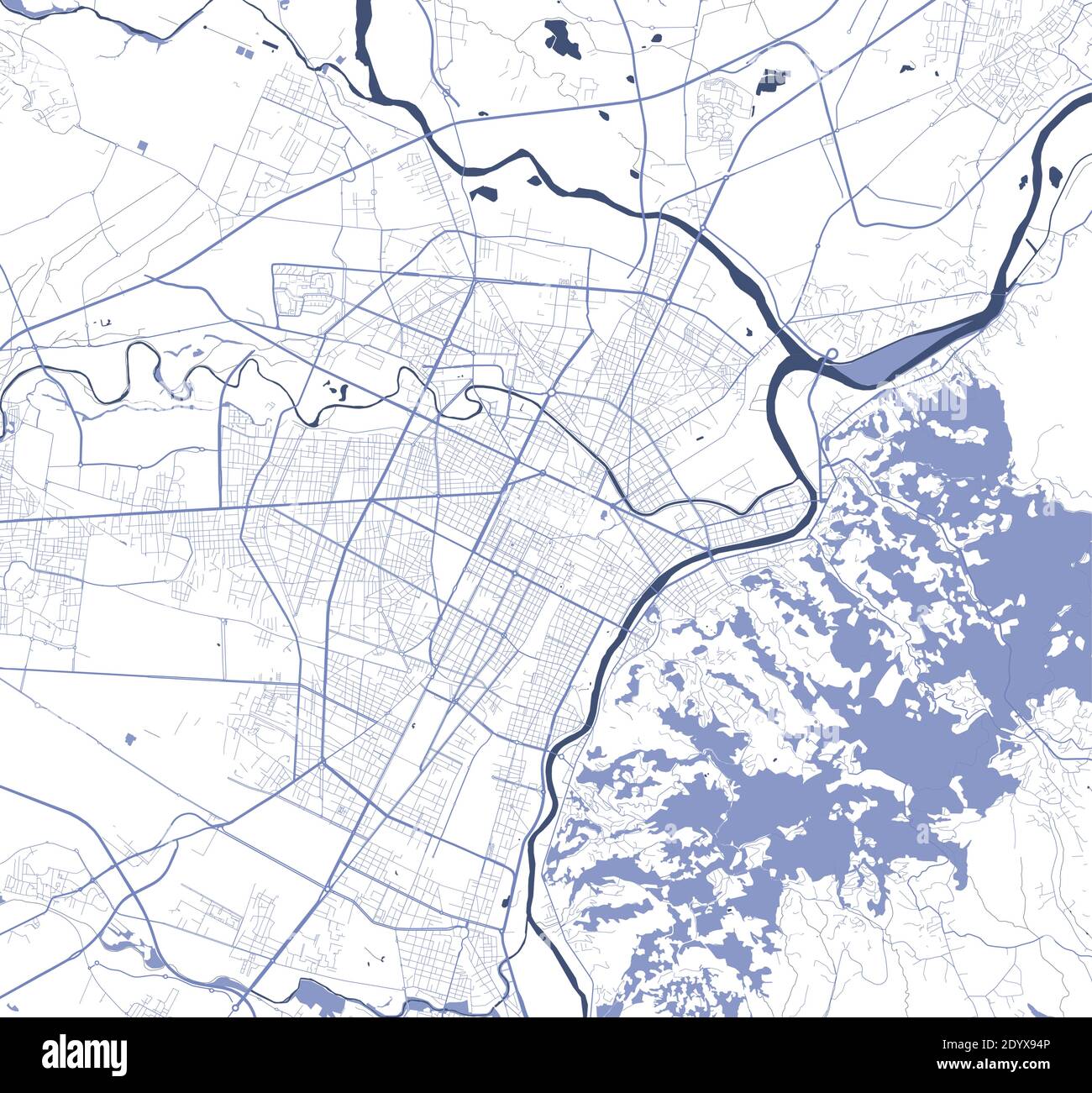 Vector map of Turin. Street map poster illustration. Turin map art
