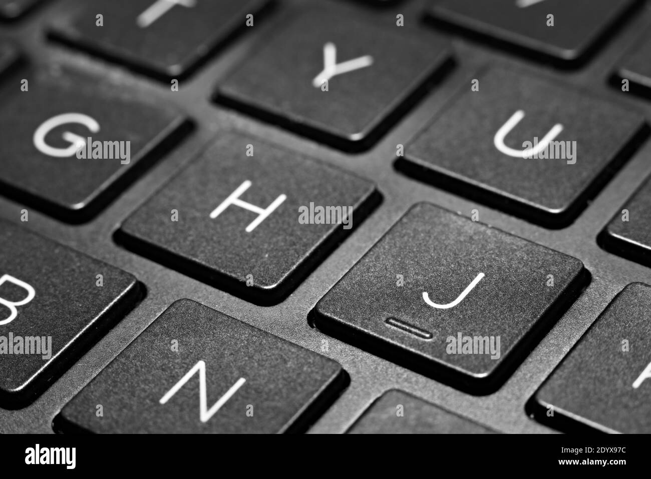 Close up of a black slim laptop keyboard Stock Photo