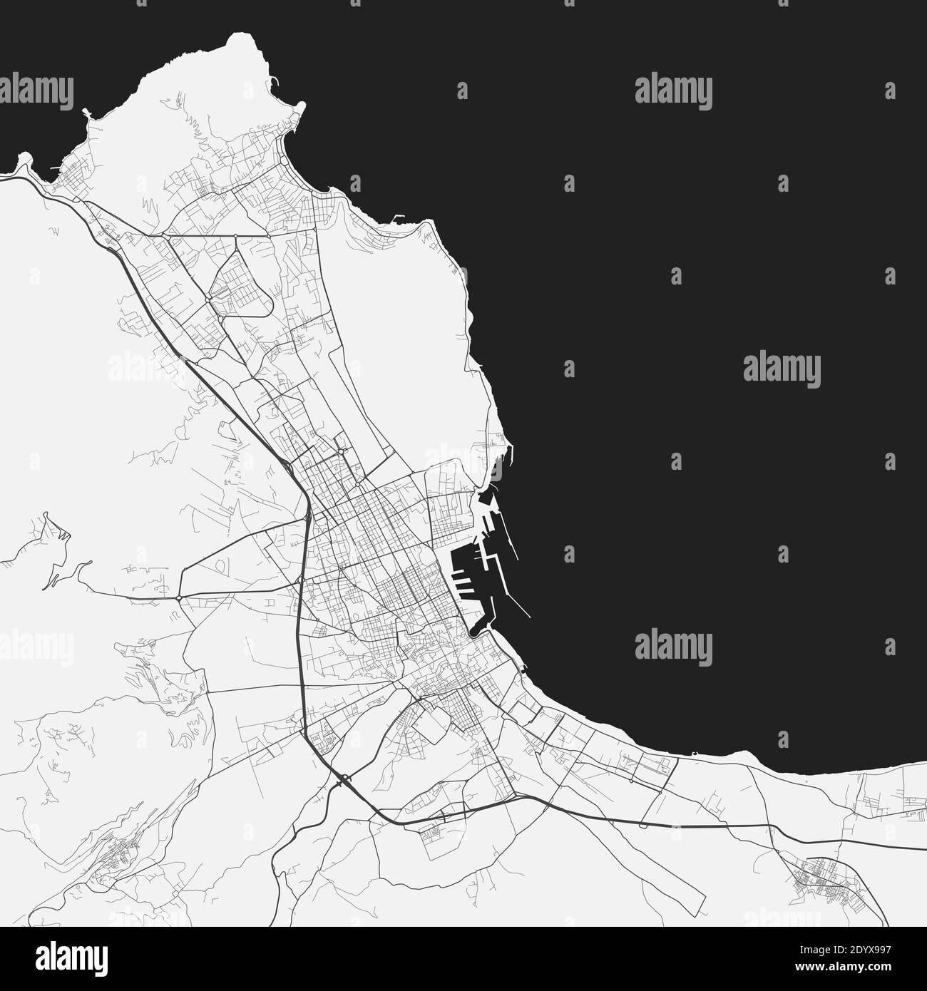 Urban city map of Palermo. Vector illustration, Palermo map art poster. Stock Vector