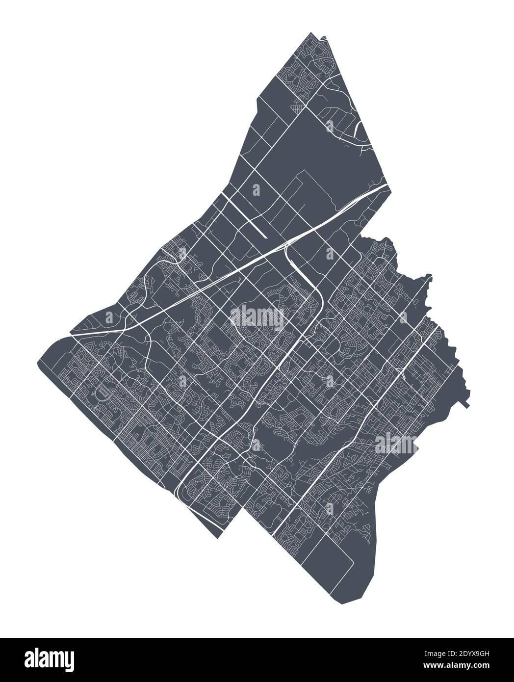 Mississauga map. Detailed vector map of Mississauga city administrative